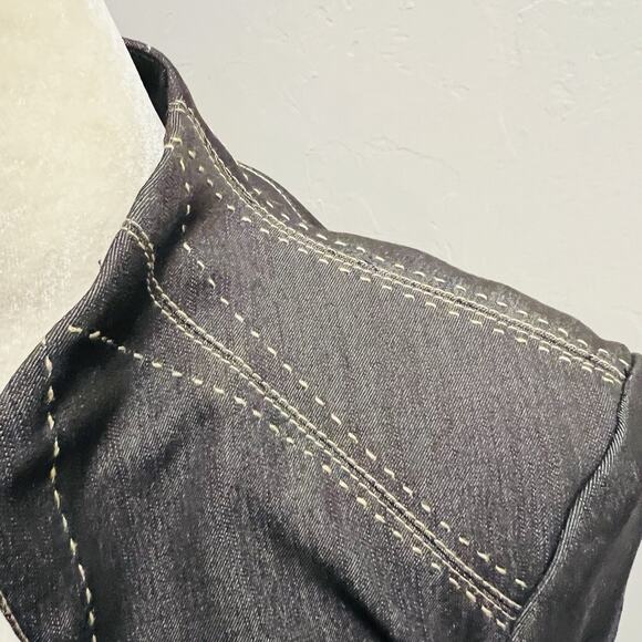 Adrienne Vittadini Studio Women’s Jacket Black Denim Stitched Gold Accent Size 4 - Picture 4 of 8